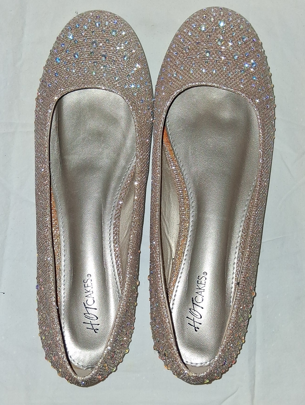 Hot Cakes Rose Gold Crystal-Embellished Ballet Flats Size 10